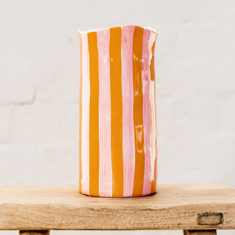 Find Pink and Orange Stripe Large Vase - Noss at Bungalow Trading Co.