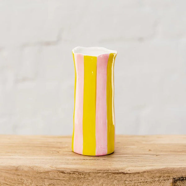 Find Pink and Yellow Stripe Vase Small - Noss at Bungalow Trading Co.