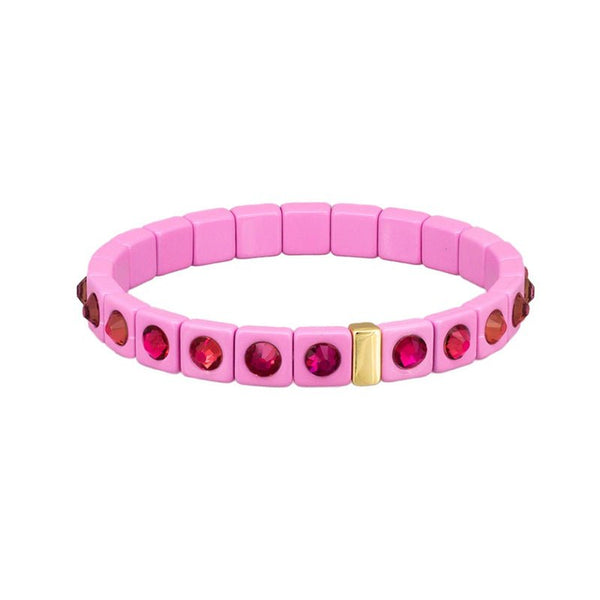 Find Pink Crystal Tile Bracelet - Tiger Tree at Bungalow Trading Co.