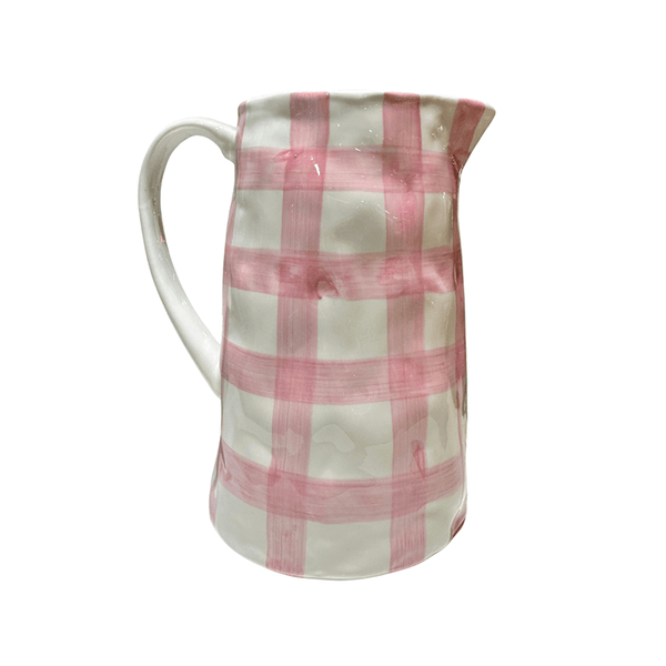 Find Pink Gingham Jug Medium - Noss at Bungalow Trading Co.