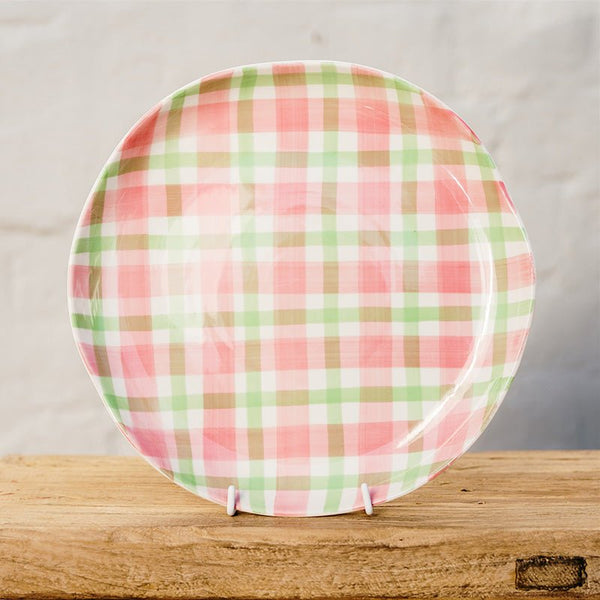 Find Pink & Green Gingham Platter - Noss at Bungalow Trading Co.