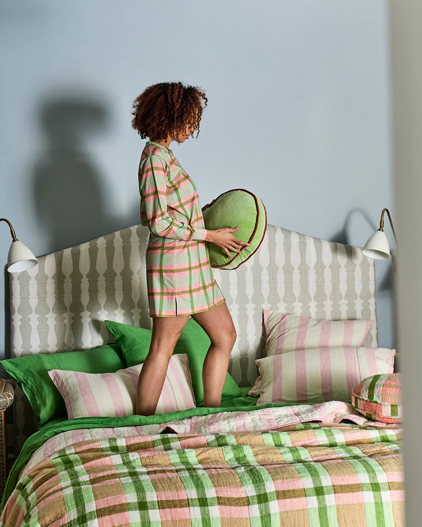 Find Pistachio Tartan Cotton Long Sleeve Nightie - Kip & Co at Bungalow Trading Co.