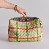 Find Pistachio Tartan Quilted Cotton Toiletry Purse - Kip & Co at Bungalow Trading Co.