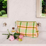 Find Pistachio Tartan Quilted Cotton Toiletry Purse - Kip & Co at Bungalow Trading Co.