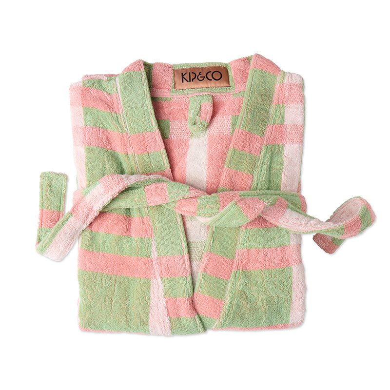 Find Pistachio Tartan Terry Bath Robe - Kip & Co at Bungalow Trading Co.