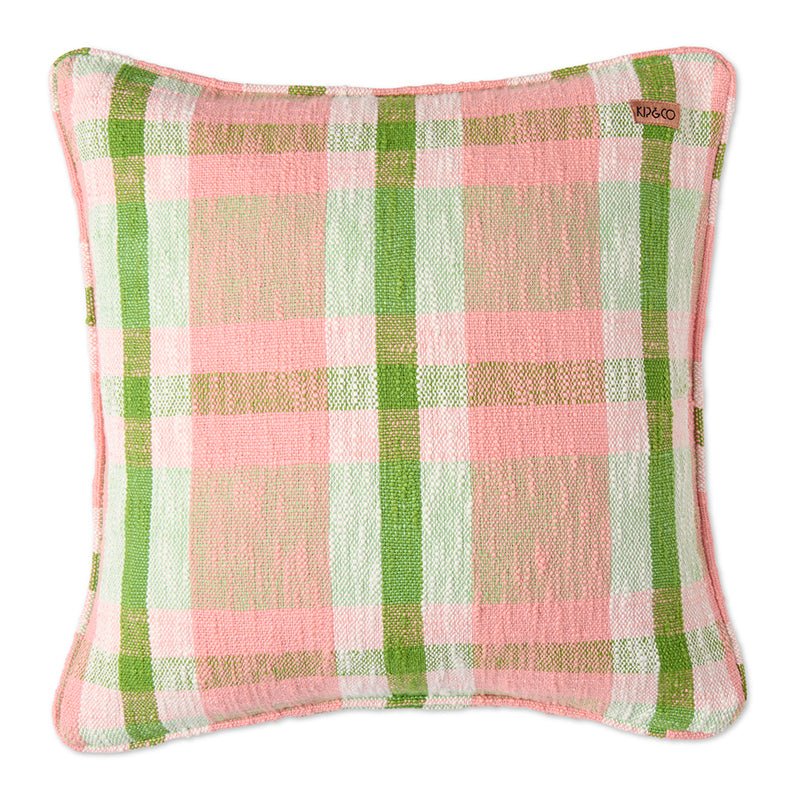 Find Pistachio Tartan Woven Cushion - Kip & Co at Bungalow Trading Co.