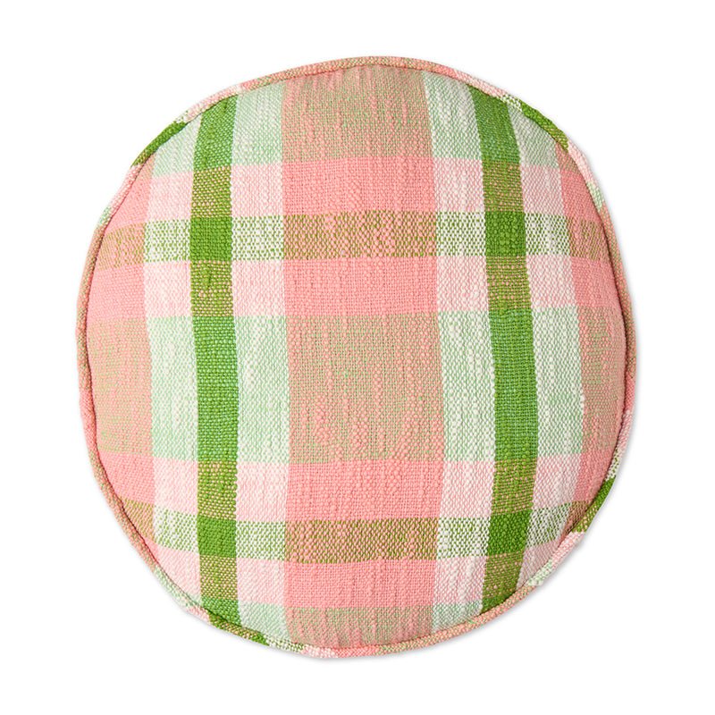 Find Pistachio Tartan Woven Pea Cushion - Kip & Co at Bungalow Trading Co.