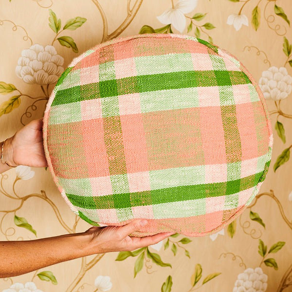 Find Pistachio Tartan Woven Pea Cushion - Kip & Co at Bungalow Trading Co.