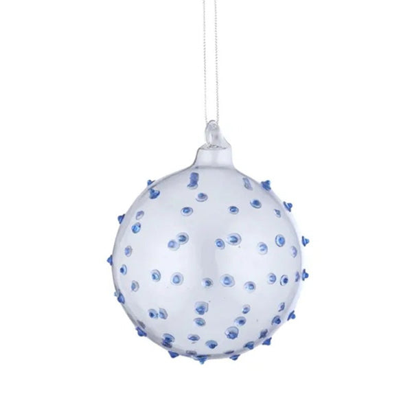 Find Puffy Bauble Glass Clear/Blue 8cm - Coast to Coast at Bungalow Trading Co.