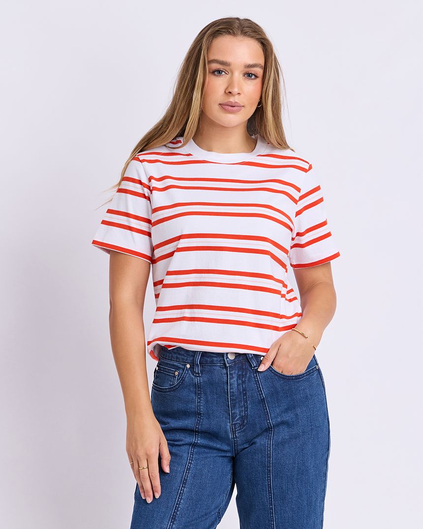 Pure Stripe Tee White
