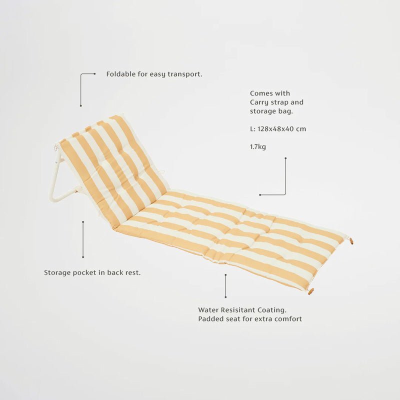 Find Reclining Beach Chair Mango Bay Golden Mustard Stripe - Sunnylife at Bungalow Trading Co.