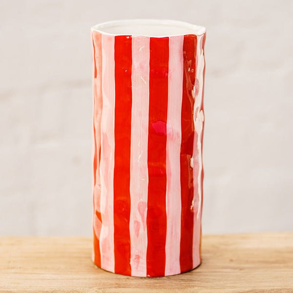 Find Red and Pink Stripe Vase Large - Noss at Bungalow Trading Co.