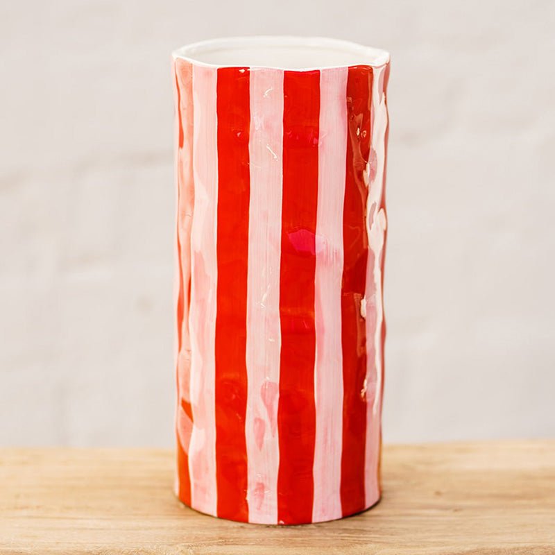 Find Red and Pink Stripe Vase Large - Noss at Bungalow Trading Co.