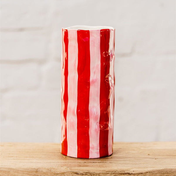 Find Red and Pink Stripe Vase Medium - Noss at Bungalow Trading Co.