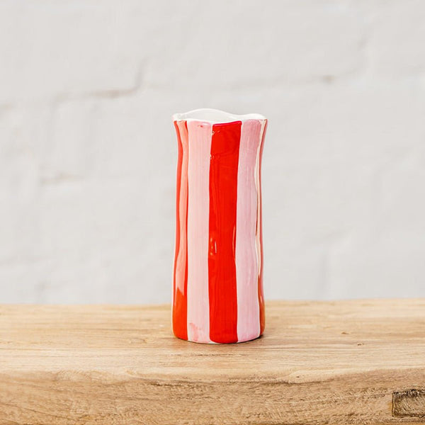 Find Red and Pink Stripe Vase Small - Noss at Bungalow Trading Co.