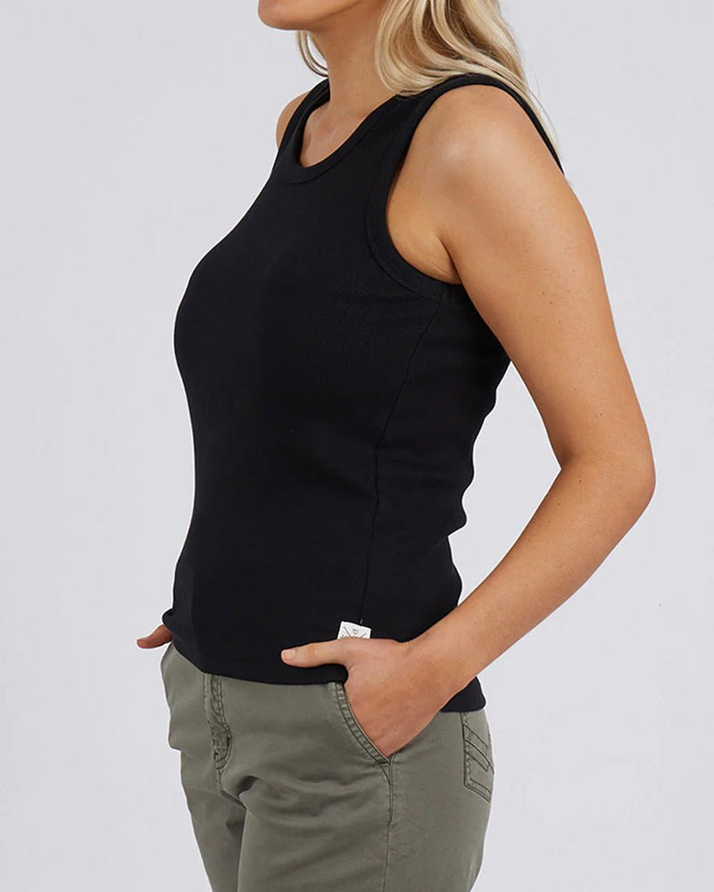 Find Rib Crew Tank Black - Elm at Bungalow Trading Co.