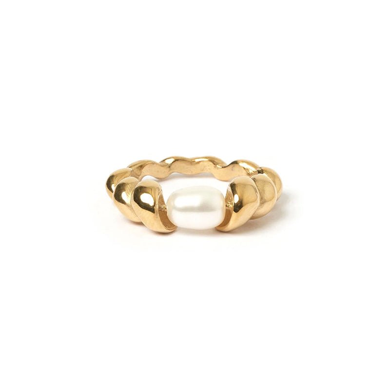 Find Riviera Gold and Pearl Ring - Arms of Eve at Bungalow Trading Co.