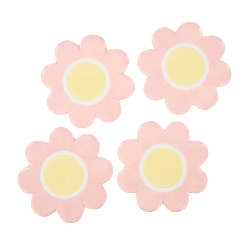 Posey Flower Coasters Pink Set of 4