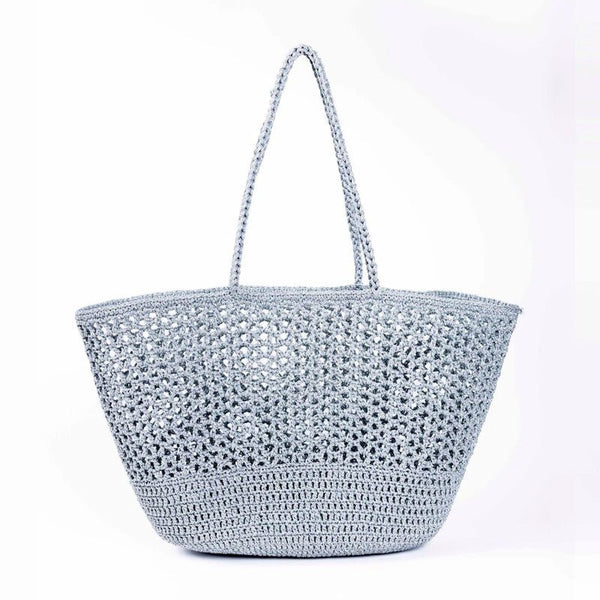 Find Romy Silver Crochet Basket - French Bazaar at Bungalow Trading Co.