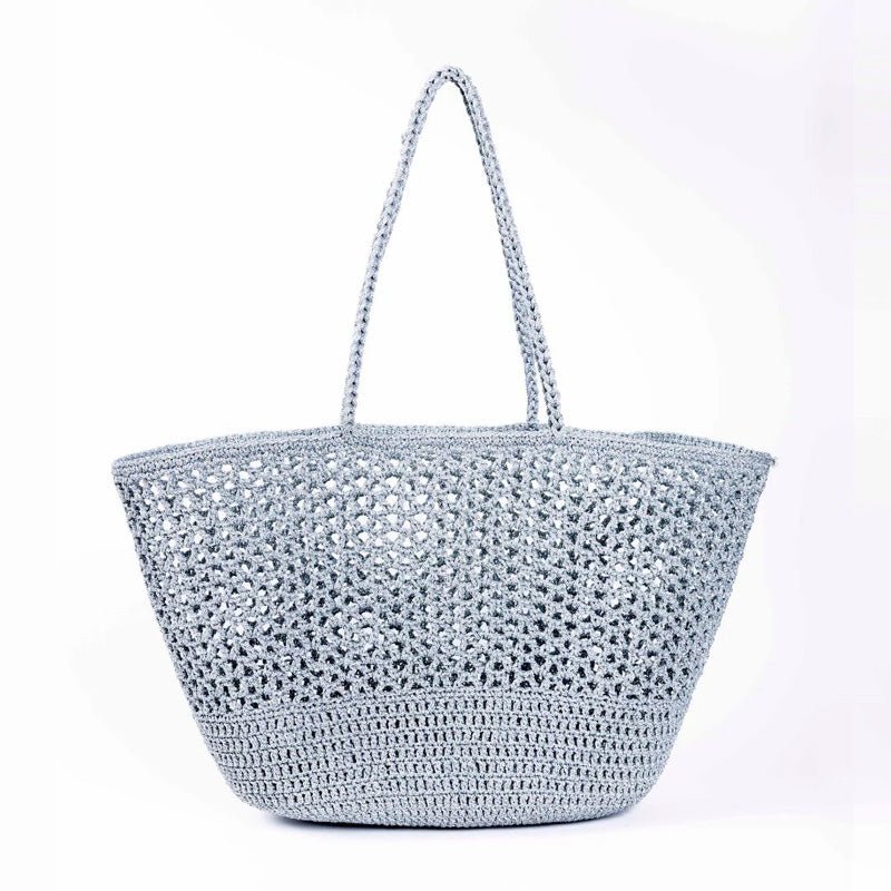 Find Romy Silver Crochet Basket - French Bazaar at Bungalow Trading Co.