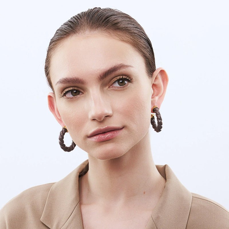 Find Rope Earrings Taupe - Vanessa Baroni at Bungalow Trading Co.