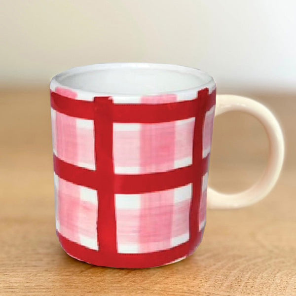 Find Rose Pink & Red Gingham Mug - Noss at Bungalow Trading Co.