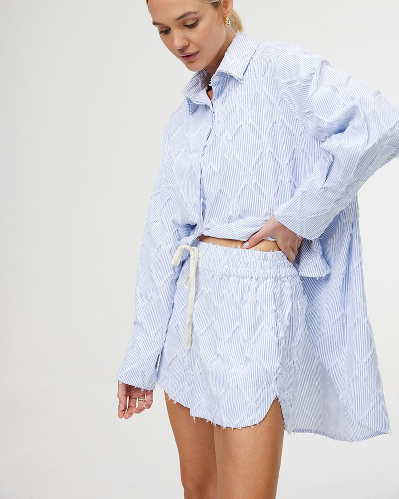 Find Sadie Shirt Cerulean Fray - Kinney at Bungalow Trading Co.