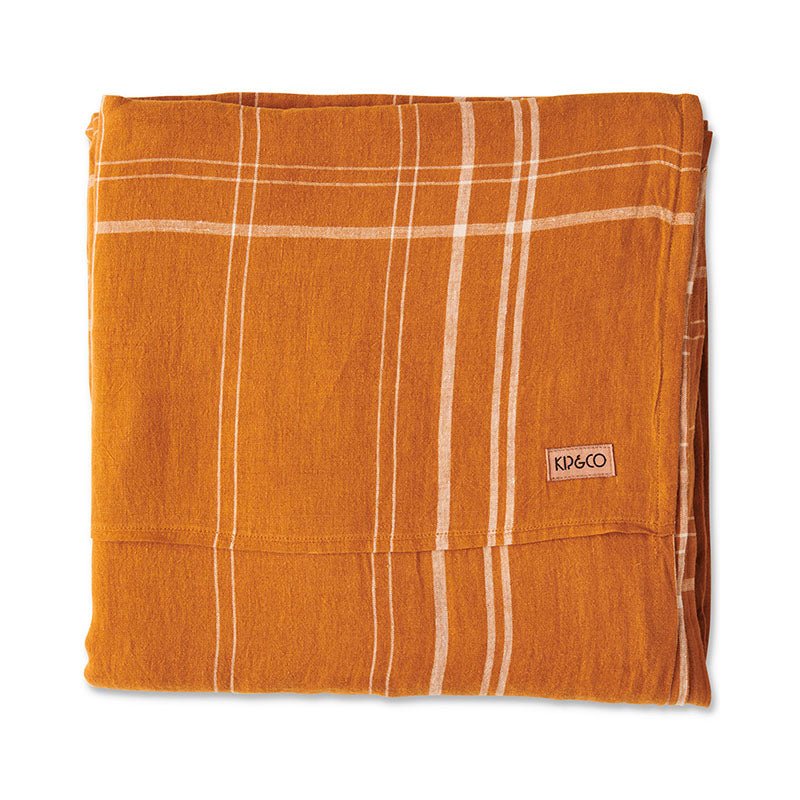 Find Santa Monica Pecan Tartan Linen Fitted Sheet - Kip & Co at Bungalow Trading Co.