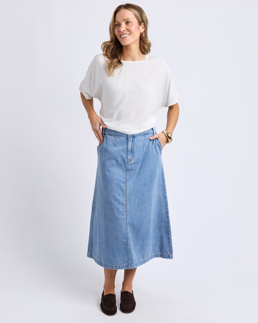Scallop Edge Denim Skirt