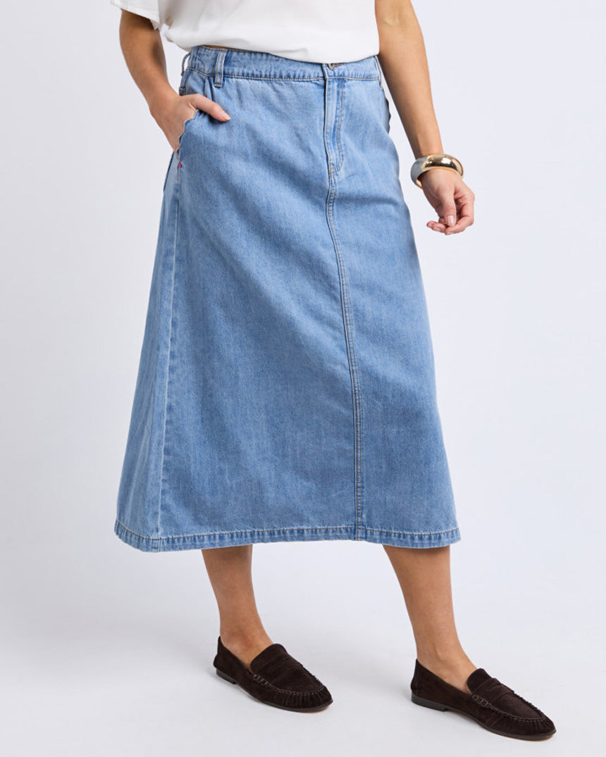 Scallop Edge Denim Skirt