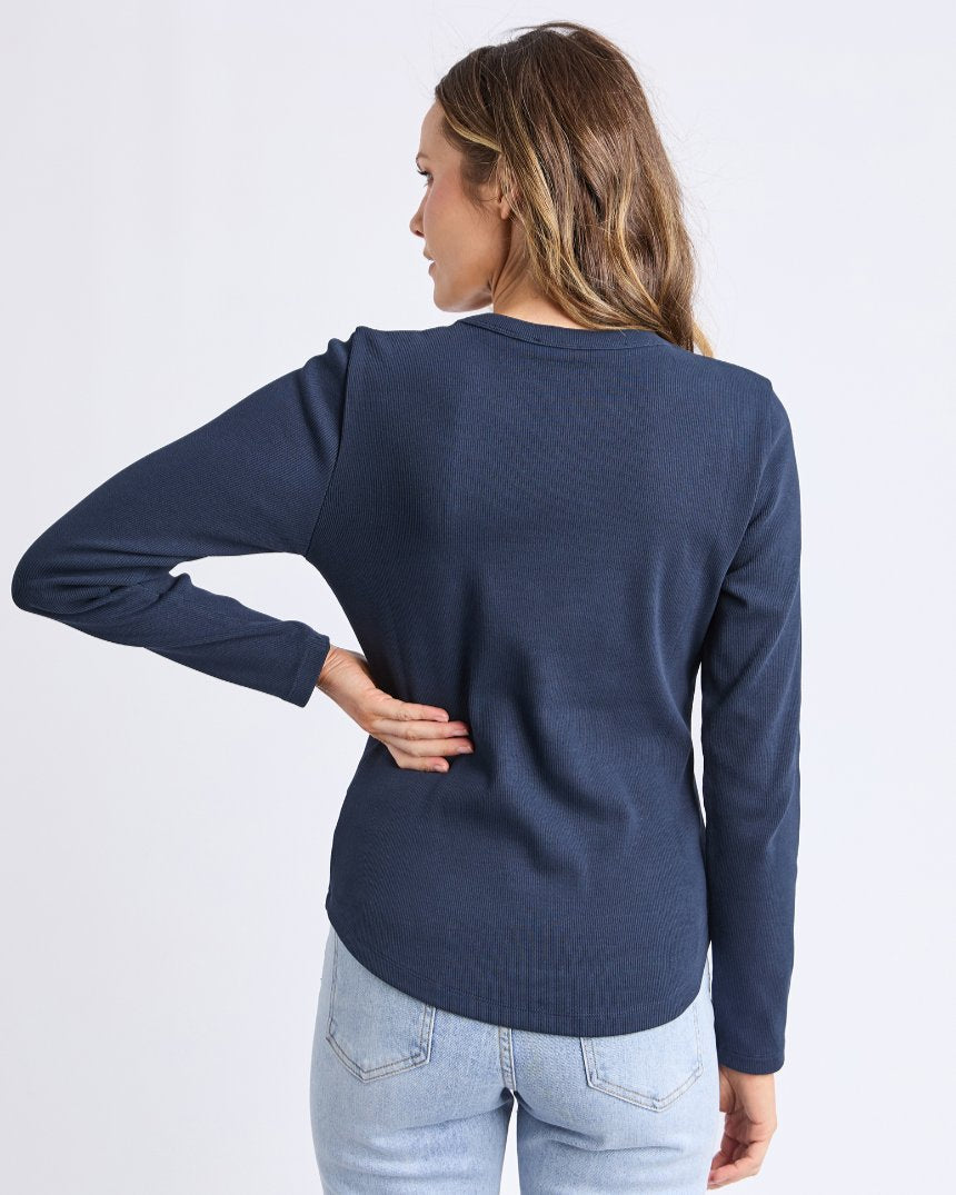 Scoop Rib Long Sleeve Tee Navy