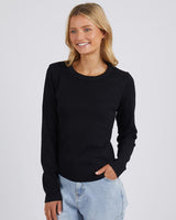 Find Scoop L/S Rib Tee Black - Foxwood at Bungalow Trading Co.