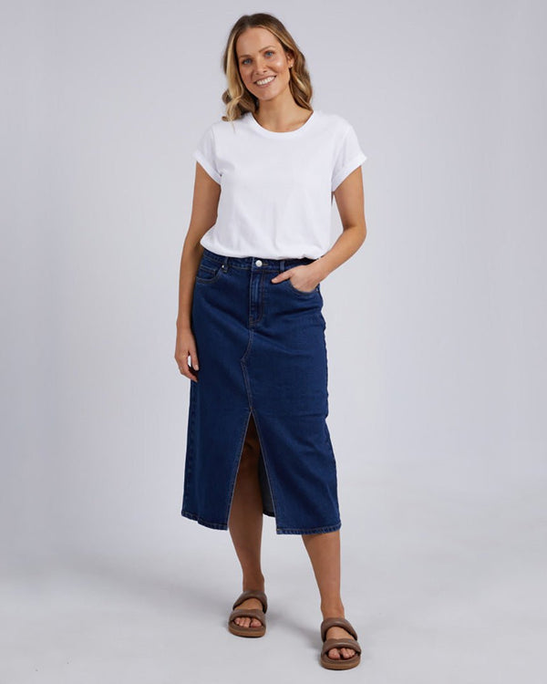 Find Scout Midi Skirt Dark Blue - Foxwood at Bungalow Trading Co.