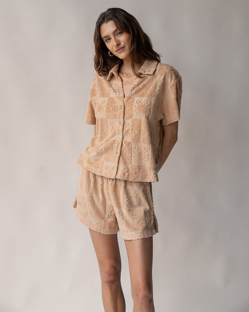 Find Seaside Terry Shirt Set Macadamia - Araminta James at Bungalow Trading Co.