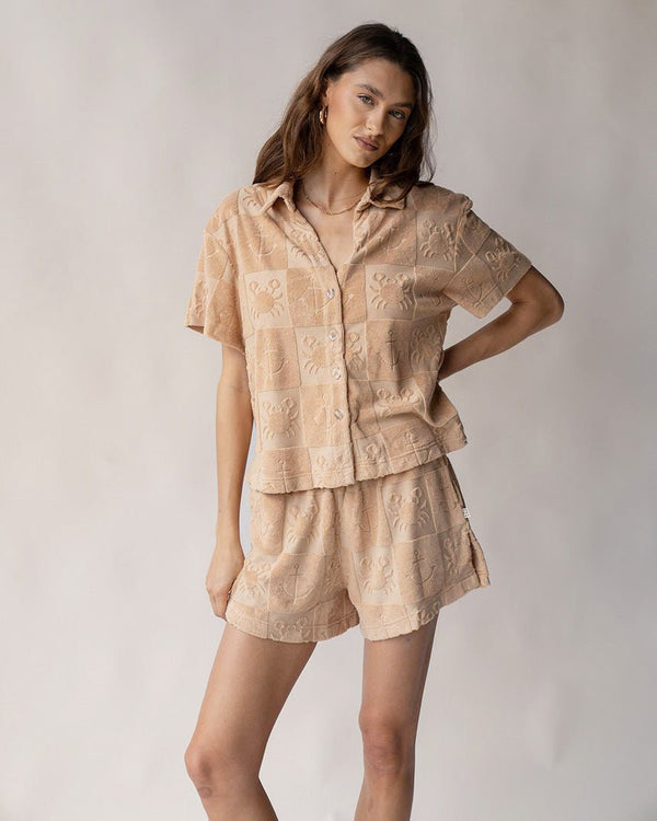 Find Seaside Terry Shirt Set Macadamia - Araminta James at Bungalow Trading Co.