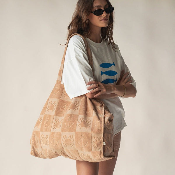 Find Seaside Terry Tote Bag Macadamia - Araminta James at Bungalow Trading Co.