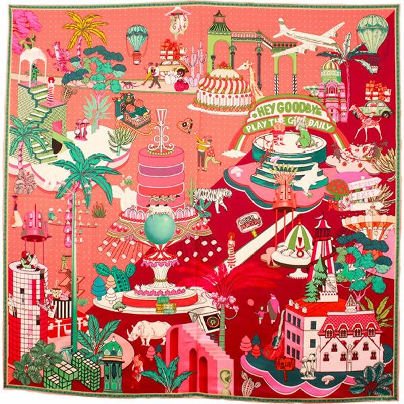 Silk Scarf Gateaux Coral
