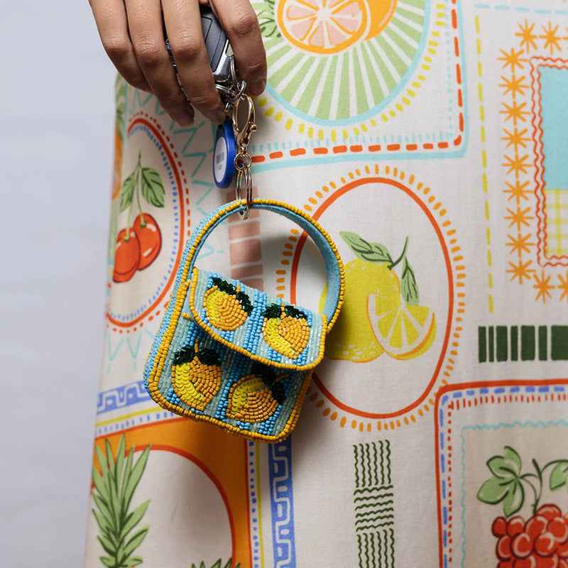 Mini Beaded Handbag Keychain Lemons
