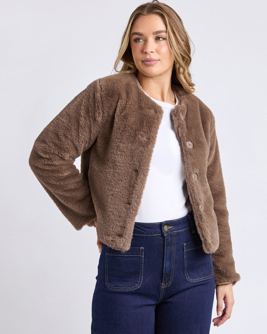 Sofia Fur Jacket Mocha