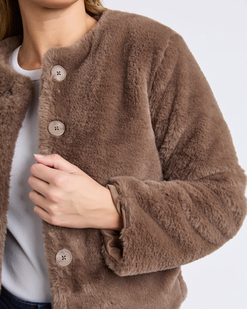 Sofia Fur Jacket Mocha