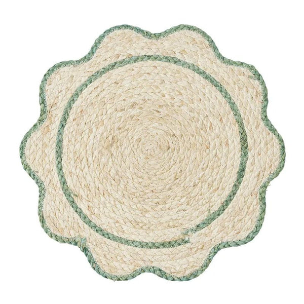 Find Sonny Husk Placemat Natural/Emerald - Coast to Coast at Bungalow Trading Co.