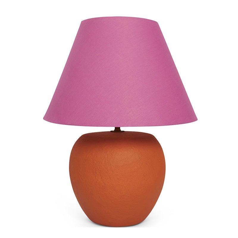 Find Sophie Burnt Pumpkin Lamp with Orchid Shade - PICK UP ONLY - Kip & Co at Bungalow Trading Co.