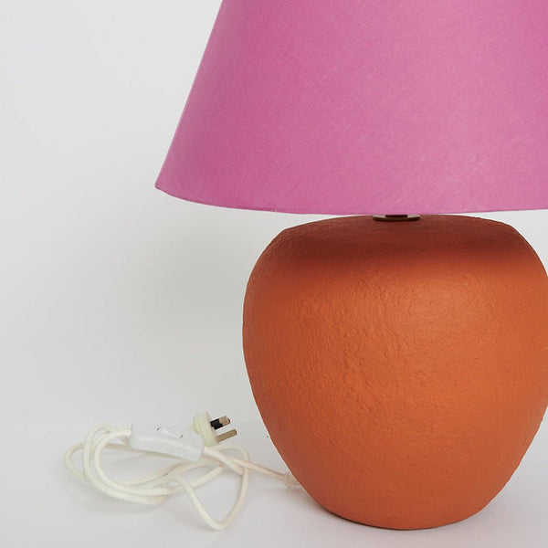 Find Sophie Burnt Pumpkin Lamp with Orchid Shade - PICK UP ONLY - Kip & Co at Bungalow Trading Co.