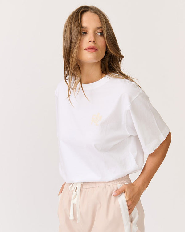 Find Sophie Tee White/Sand Logo - Cartel & Willow at Bungalow Trading Co.