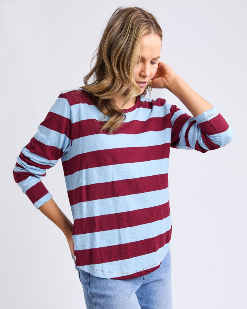 Spritz Stripe Long Sleeve Tee Plum