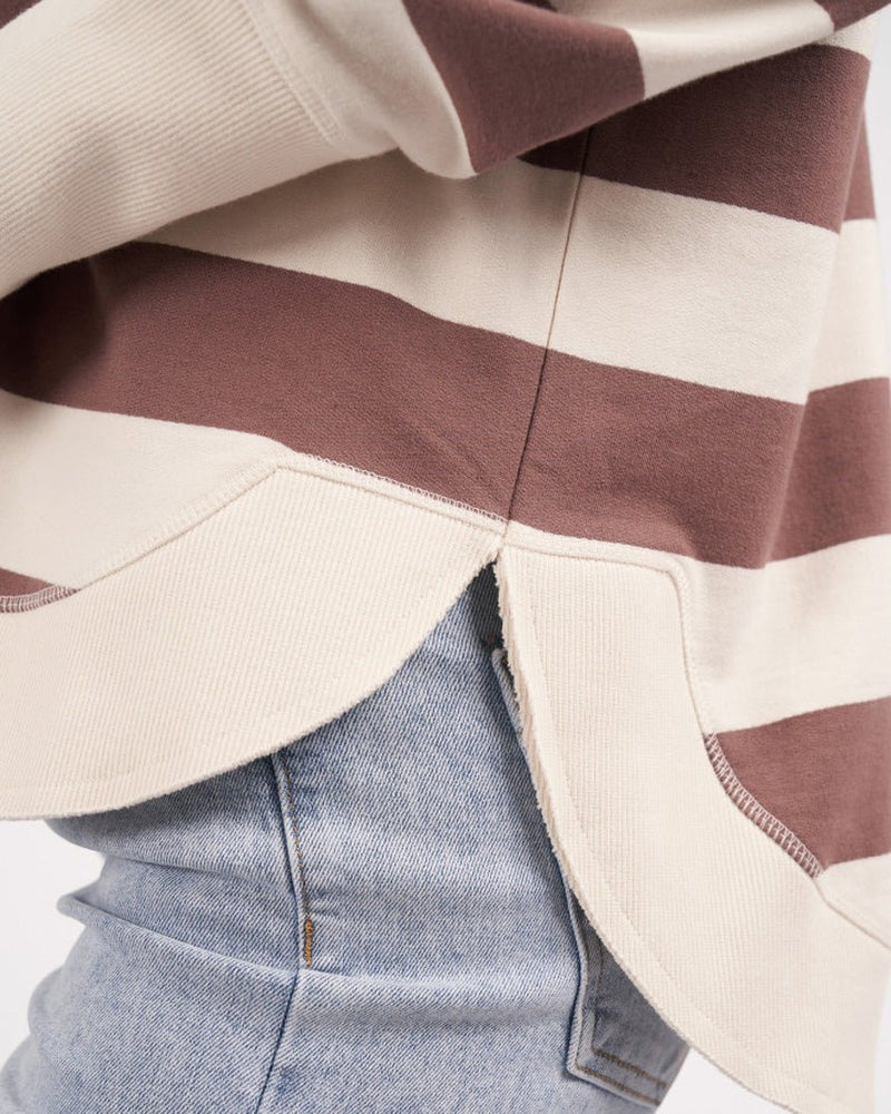 Find Striped Delilah Crew Mocha - Foxwood at Bungalow Trading Co.