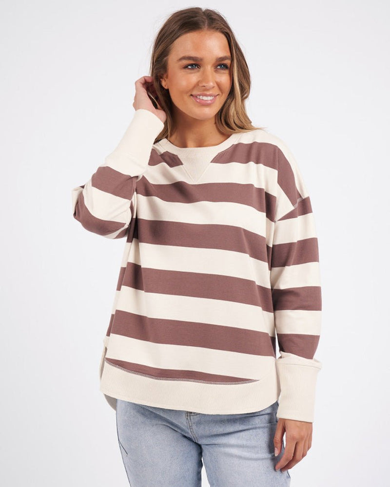 Find Striped Delilah Crew Mocha - Foxwood at Bungalow Trading Co.