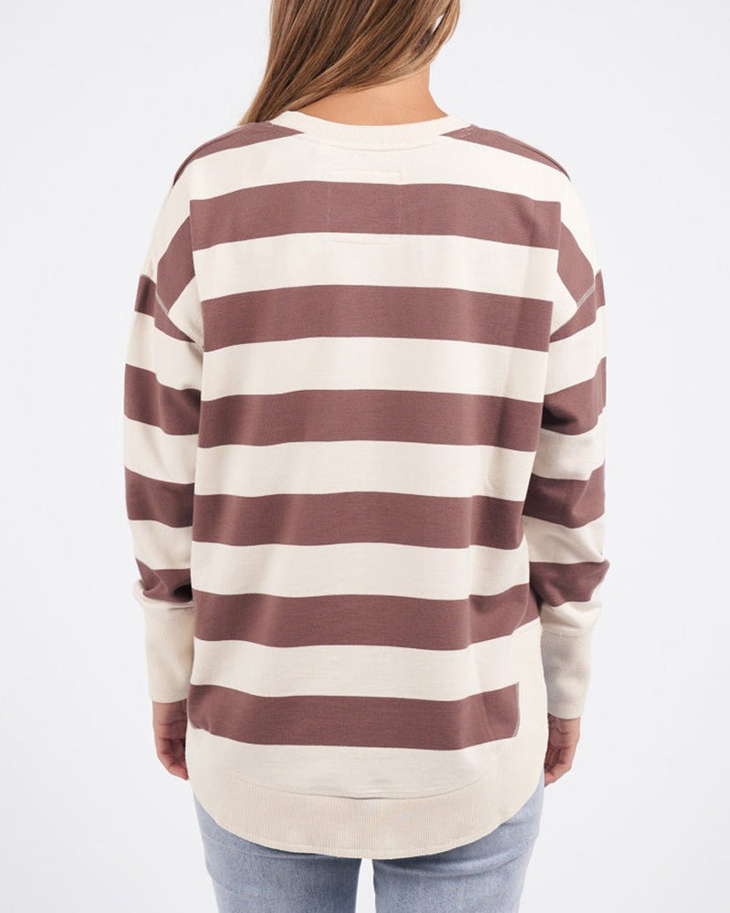 Find Striped Delilah Crew Mocha - Foxwood at Bungalow Trading Co.