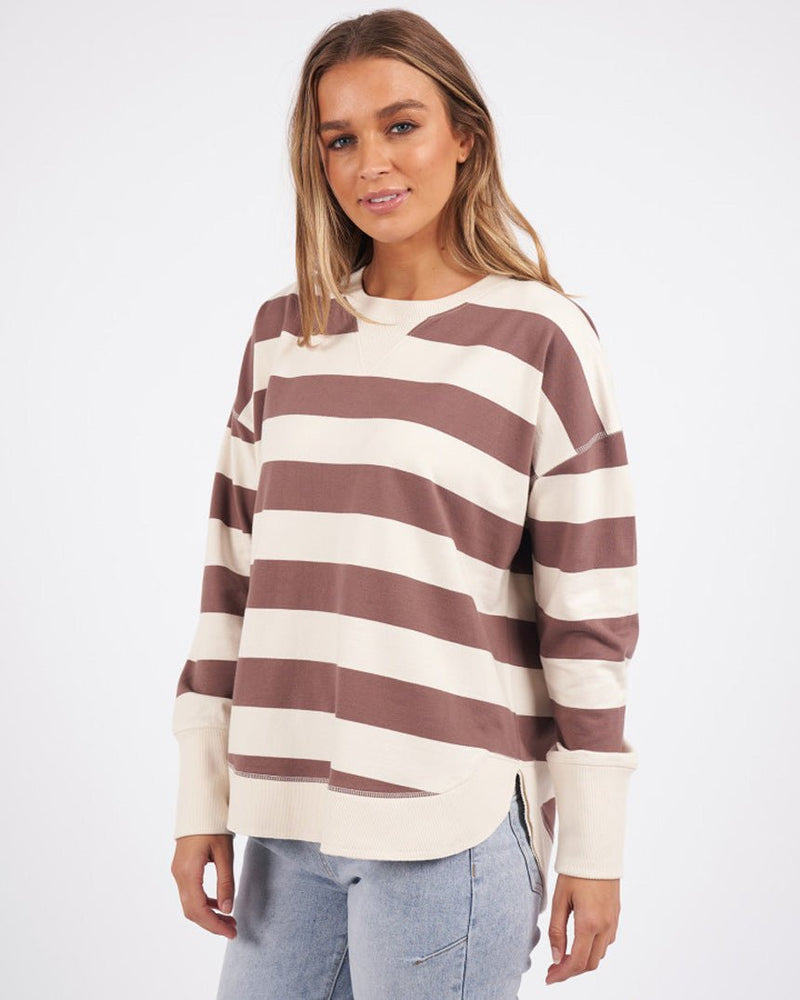 Find Striped Delilah Crew Mocha - Foxwood at Bungalow Trading Co.