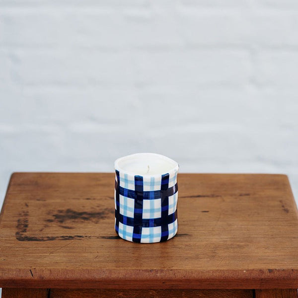 Find Summer Blue Gingham Candle Medium - Noss at Bungalow Trading Co.